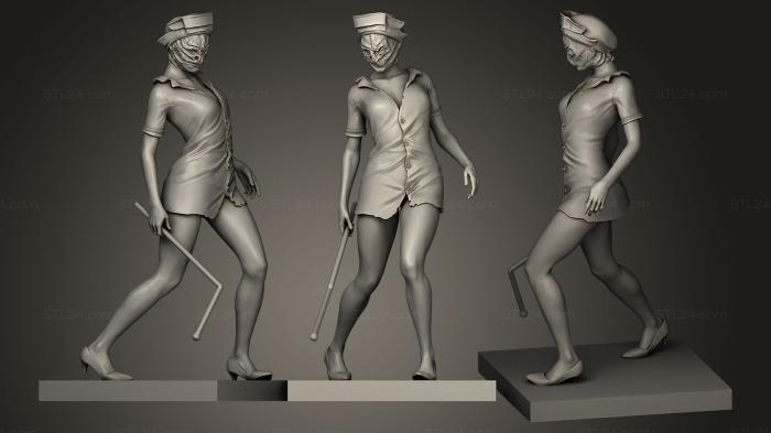 Статуэтки герои, монстры и демоны (Медсестра, STKM_0062) 3D модель для ЧПУ станка
